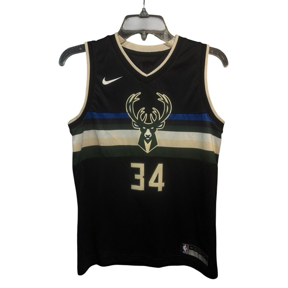 Nike Swingman Milwaukee Bucks Giannis Antetokounmpo Black Jersey Youth Medium